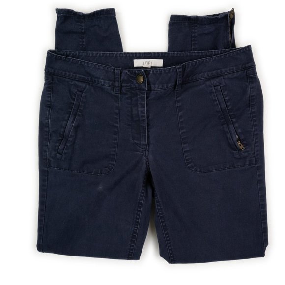 Ann Taylor LOFT navy tapered leg crop pant w/ zippered ankles size 6 - Picture 6 of 9